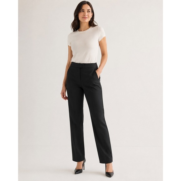Quince Pants - Quince Womens Black Ultra-Stretch Ponte Straight Leg Pants Size 16 Office Casual